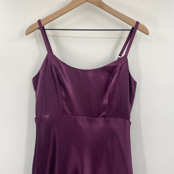 Lulus Make You Shine Satin Gown Mermaid Hem Maxi Dress Dark Purple NEW Womens M - Picture 4 of 8